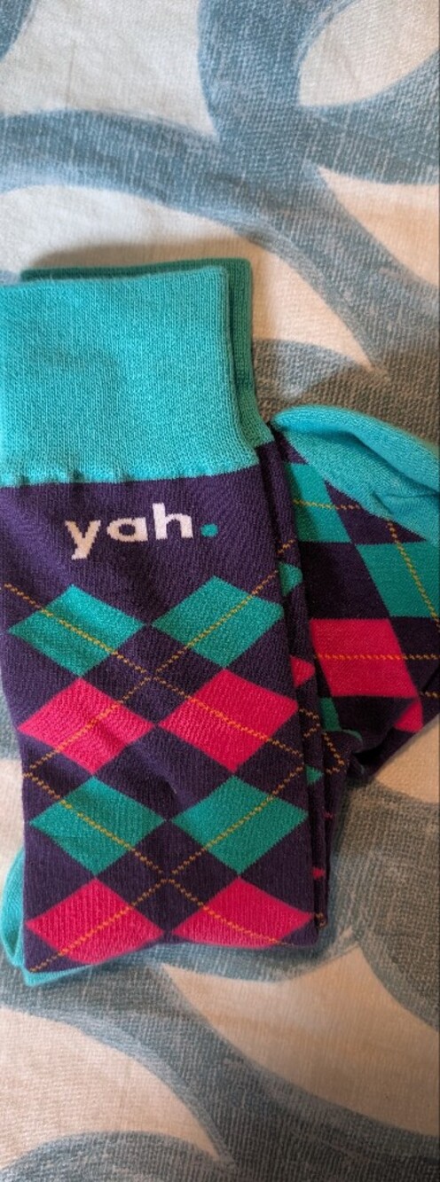 Argyle Crew Socks in Teal, Purple & Pink